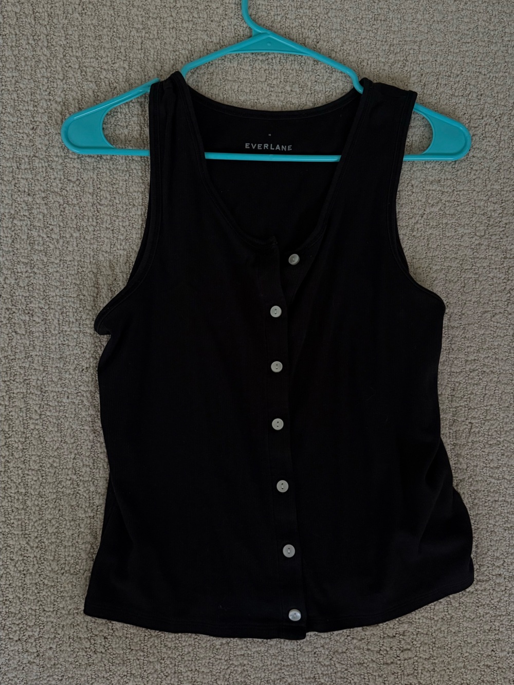 Everlane Black Button-Front Ribbed Tank - Picture 1 of 1